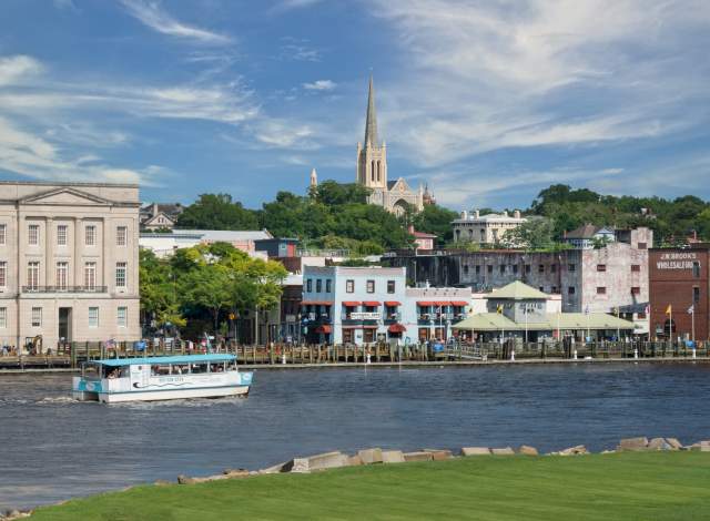 Riverboat on the Cape Fear River in front of historic downtown Wilmington - Professional Pressure Washing Wilmington, NC