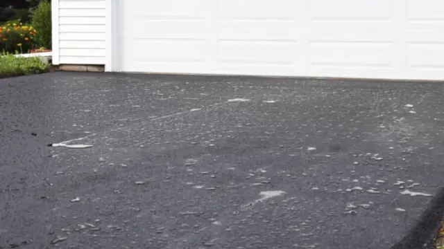 Asphalt Driveway Cleaning Garage - Driveway Cleaning Wilmington, NC Freshly cleaned black asphalt driveway in front of a white garage door