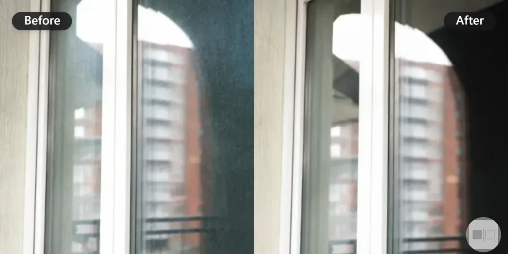 Window Glass Before After Cleaning - Window Cleaning Wilmington, NC Before and after of dirty window glass made crystal clear - Window Cleaning Wilmington, NC